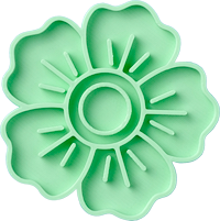 blossom floral cookie stamp with fine details in mint green color