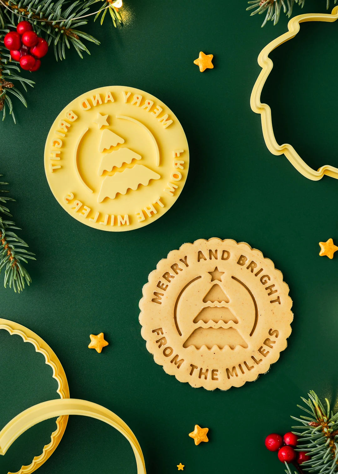 Custom Text Cookie Stamp with Christmas Tree Design - Formini